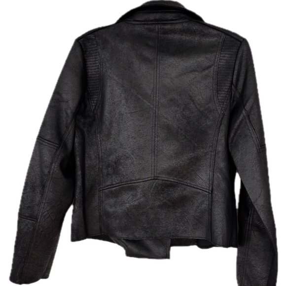 Philosophy Faux Suede Leather Moto Jacket Distressed Black Womens SZ M NWT - Picture 2 of 5